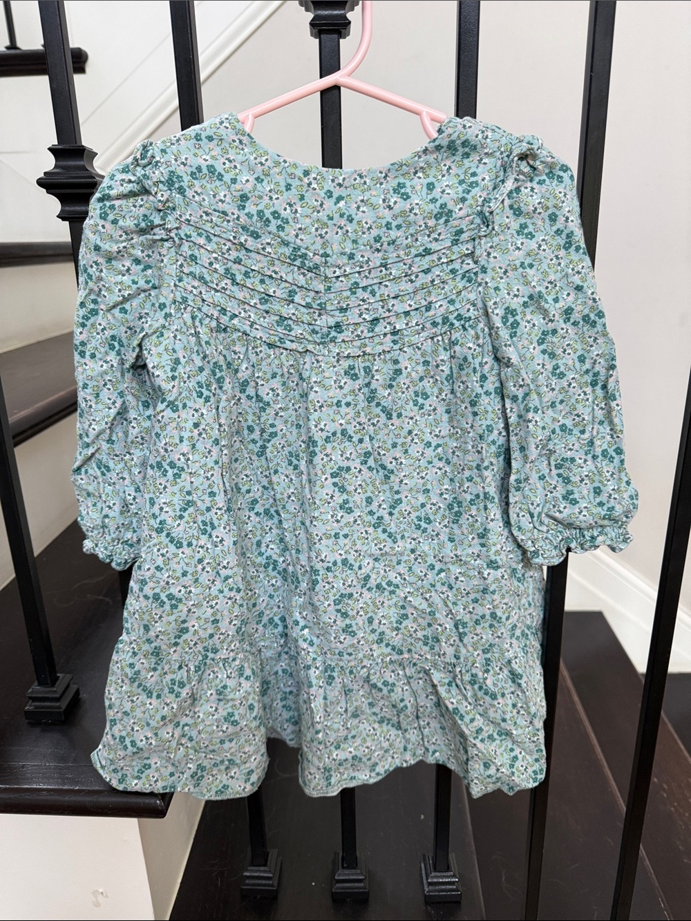 Zara Blue Green Floral Smocked Dress for Kids